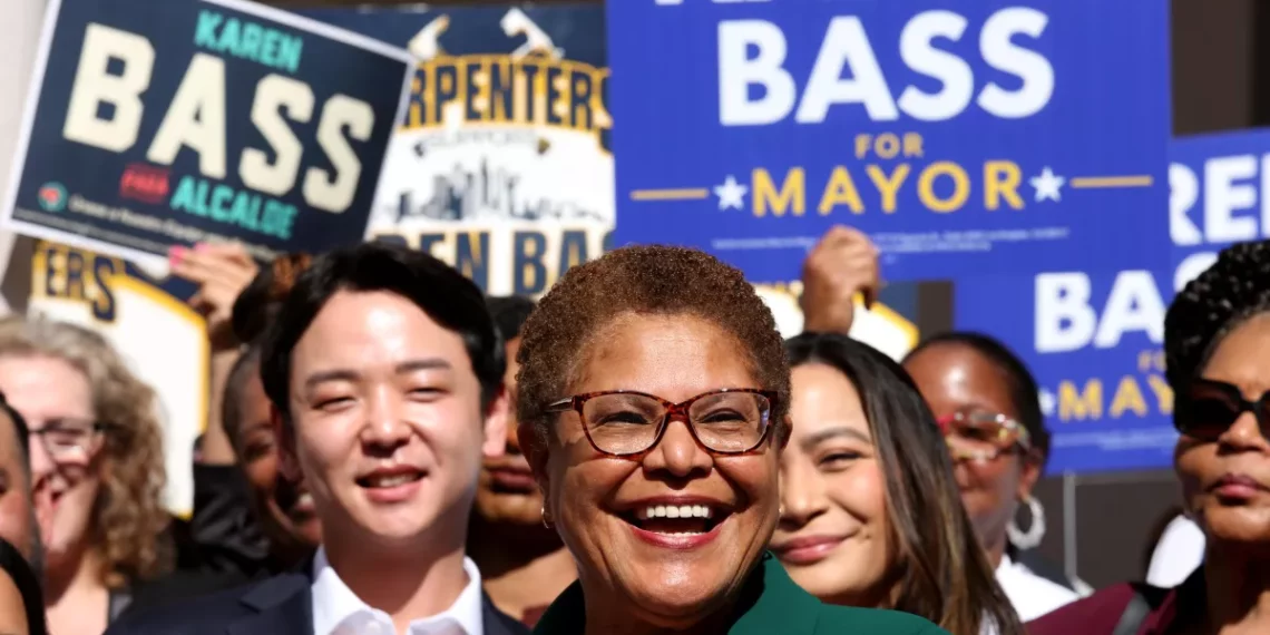 California politician Karen Bass Los Angeles mayoral billionaire democrat Rick Caruso